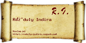 Ráduly Indira névjegykártya